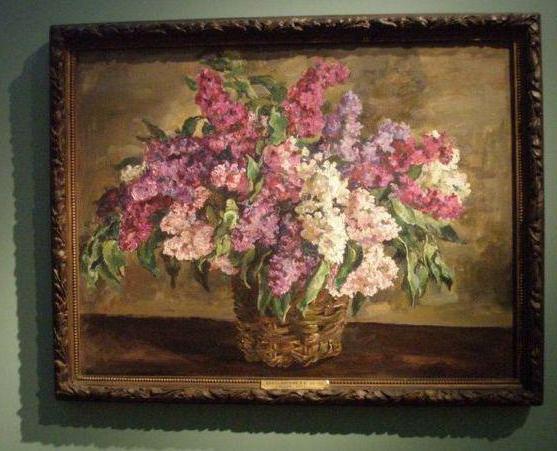 องค์ประกอบในภาพวาด Konchalovsky "Lilac ในตะกร้า." ดอกไม้แห่งชีวิต